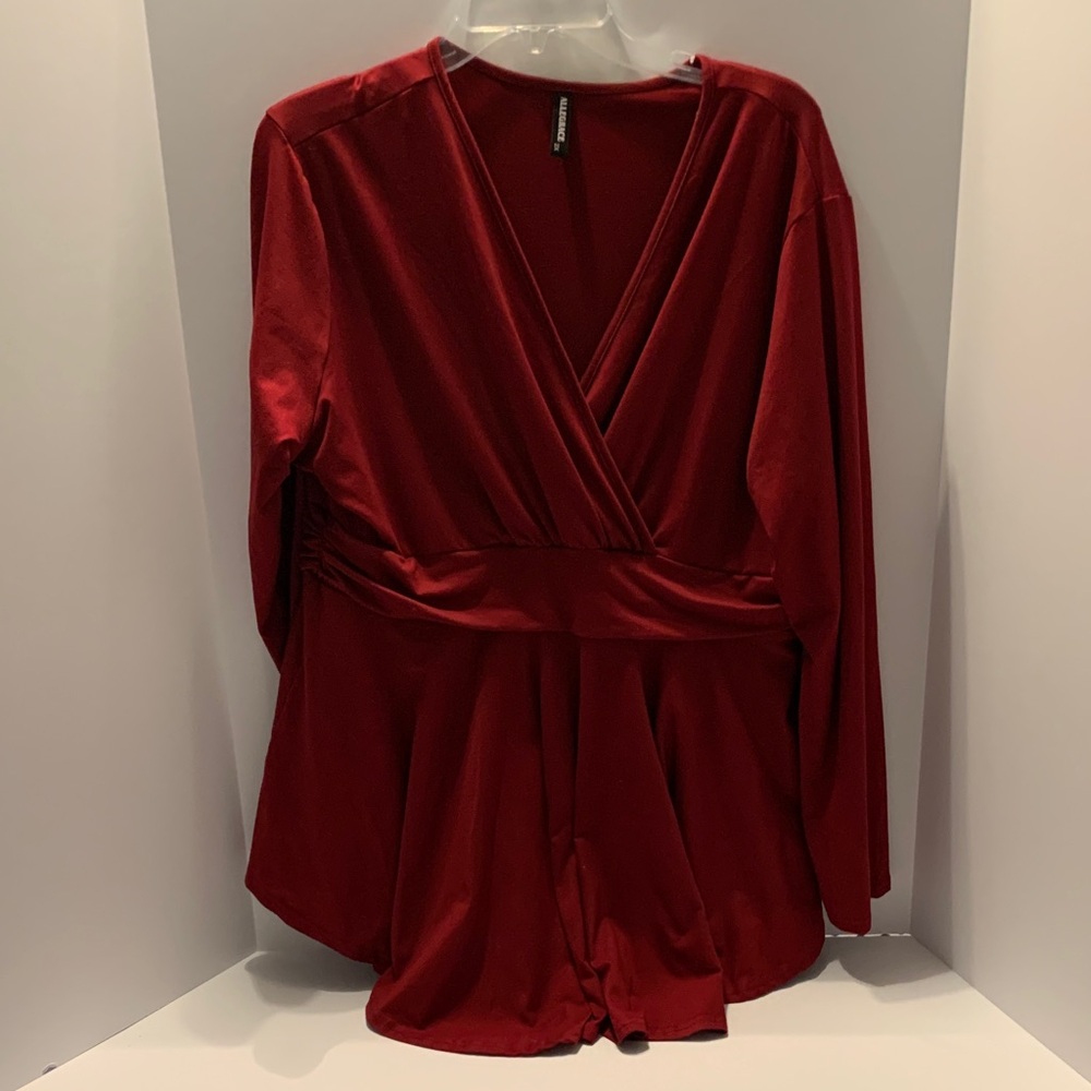 Elegant Red Wrap Blouse